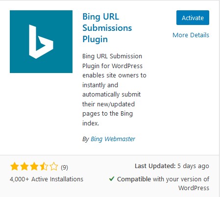 Bing URL Submissions WordPress Plugin